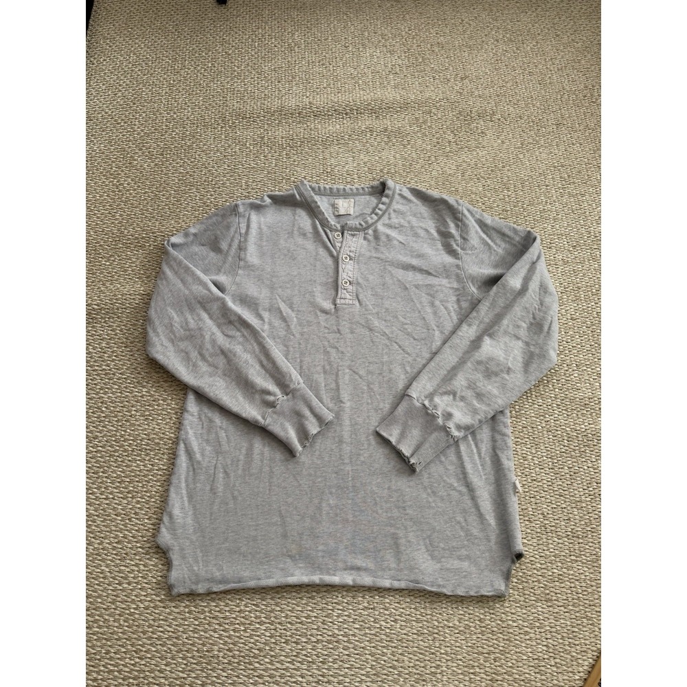 Men's Vintage Heather Gray Henley Grunge Shirt Top. XL. Broken In Worn‎ 90's